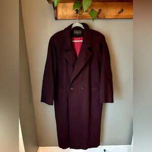 Vintage Kristen Blake Long Wool Coat Purple Burgundy size 12 BEAUTIFUL
